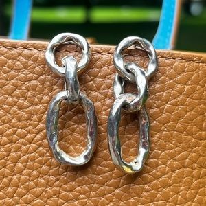 Hammered Sterling Silver Interlocking Oval Earrings